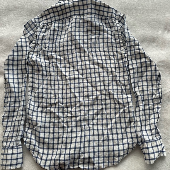 Club Mónaco Slim Long Sleeve 100% Linen Button Down Shirt Size Small White/Blue - Picture 2 of 3